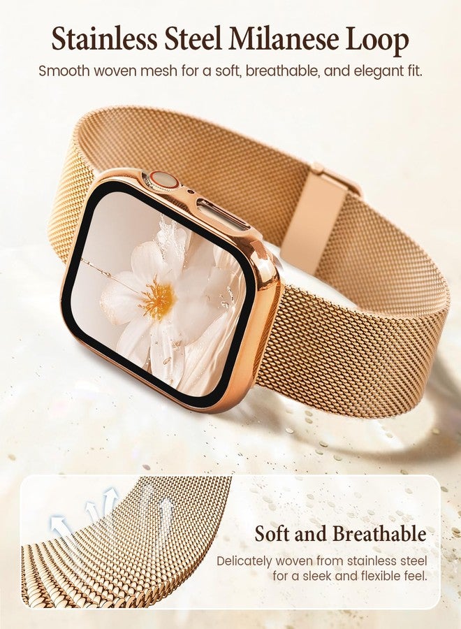 BandSmith Waterproof Stainless Steel Milanese Band with Case Compatible for Apple Watch (Rose Gold, 40mm-Series 6 5 4 SE) - Image 2