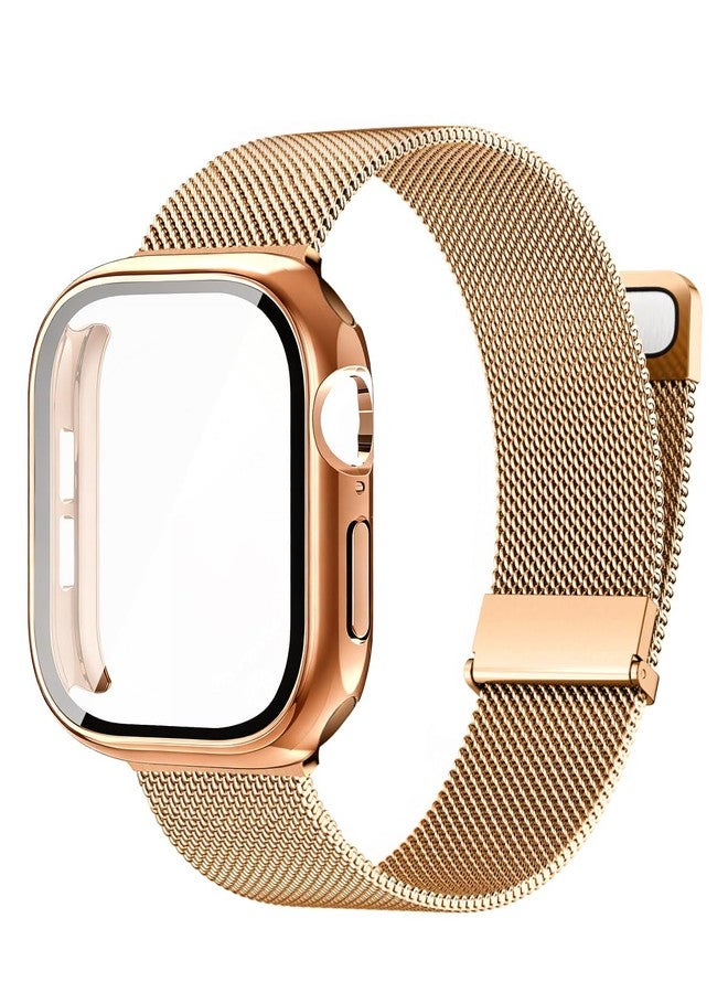 BandSmith Waterproof Stainless Steel Milanese Band with Case Compatible for Apple Watch (Rose Gold, 40mm-Series 6 5 4 SE) - Image 1
