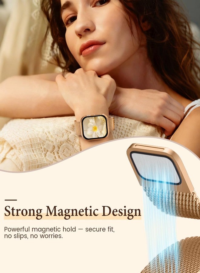 BandSmith Waterproof Stainless Steel Milanese Band with Case Compatible for Apple Watch (Rose Gold, 40mm-Series 6 5 4 SE) - Image 3