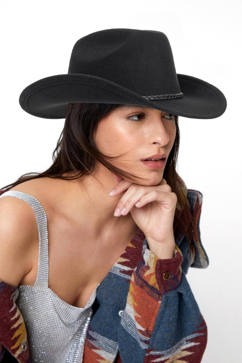 XuoAz Western Cowboy Hat for Men Women Classic Roll Up Fedora Hat with Buckle Belt(Size:S-M) - Image 2