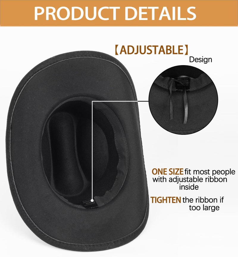 XuoAz Western Cowboy Hat for Men Women Classic Roll Up Fedora Hat with Buckle Belt(Size:S-M) - Image 4
