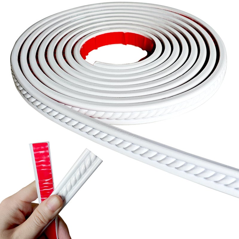 Peel and Stick Molding Trim Self Adhesive Flexible Wall Trim Crown Molding 3d Strip for Tile Wood Wall Panels Picture Mirror Frame Border Edge Corner Ceiling Wallpaper Moulding Decor Trim 120 inches