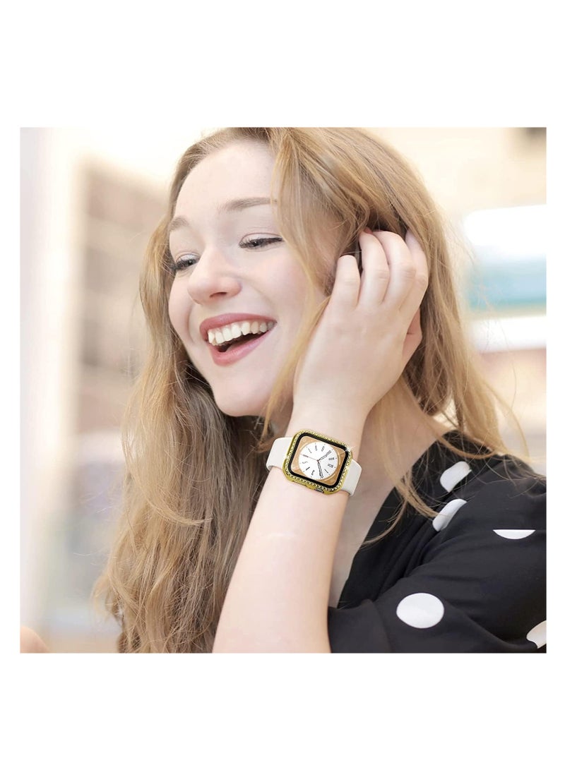 Bumper Diamond Case Compatible with Apple Watch Series 8 Series 7 45mm, Bling Crystal Diamonds PC Plastic Protector Case Cover Frame For Apple Watch Series 8/7 45 mm (Silver) - Image 4