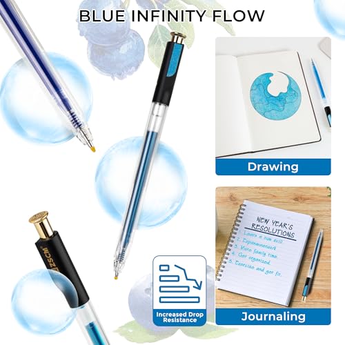 ZSCM Retractable Glitter Gel Pens, 12 Colors Large Capacity Blue Glitter Metallic Gel Ink Pen, 1 mm Fine Point Smooth Writing Color Pens for Adult Coloring Book Note Taking Aesthetic Art Supplies - Image 5