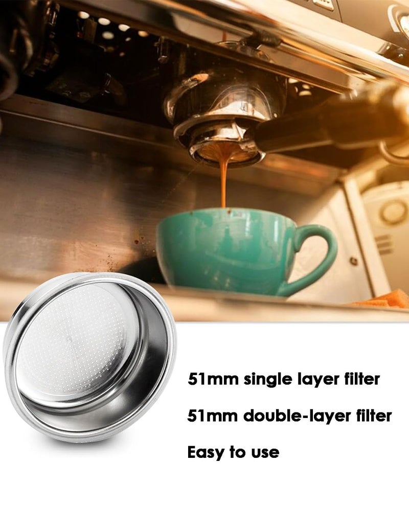 INOCEAN 2PCS Coffee Accessories, Portafilter 51mm, Single Layer 1 Cup and Single Layer 2 Cup, Set of 2, Compatible with 51mm Portafilter Coffee Machines, Fine Filter to Fully Extract The Essence of Coffee - Image 3