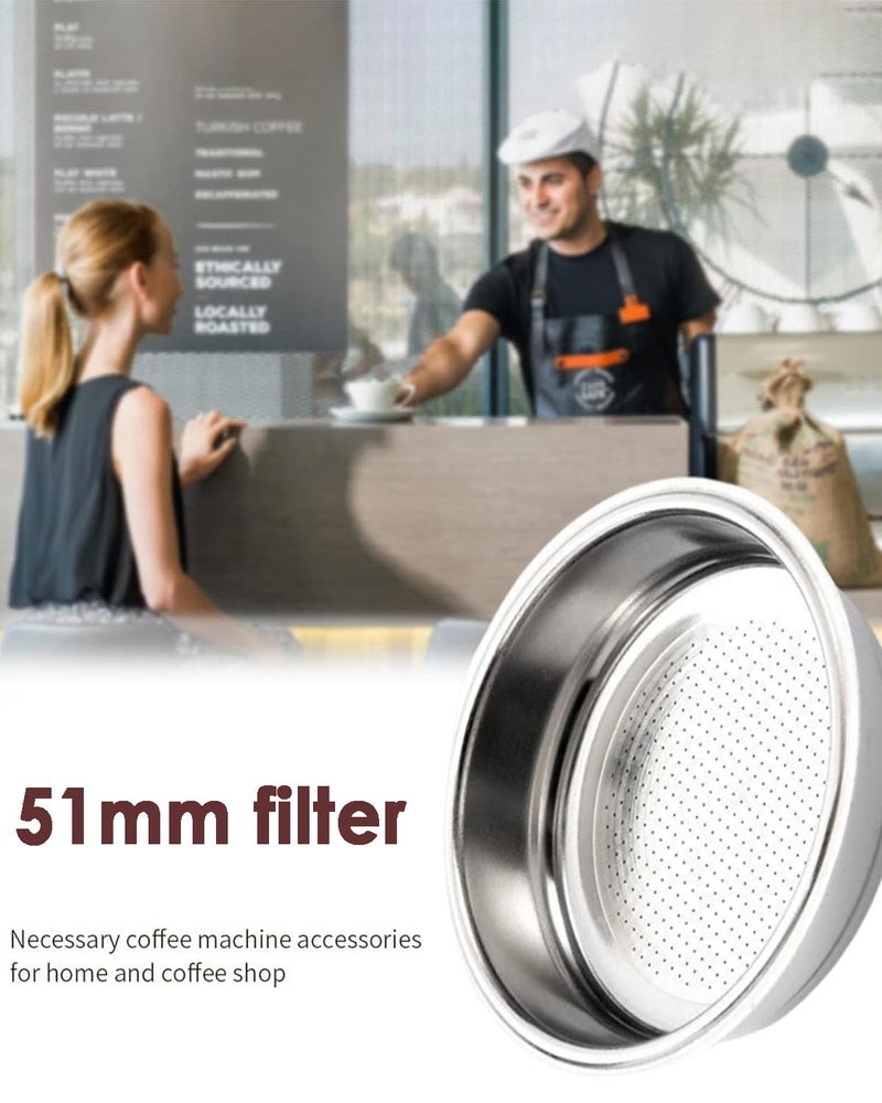 INOCEAN 2PCS Coffee Accessories, Portafilter 51mm, Single Layer 1 Cup and Single Layer 2 Cup, Set of 2, Compatible with 51mm Portafilter Coffee Machines, Fine Filter to Fully Extract The Essence of Coffee - Image 5