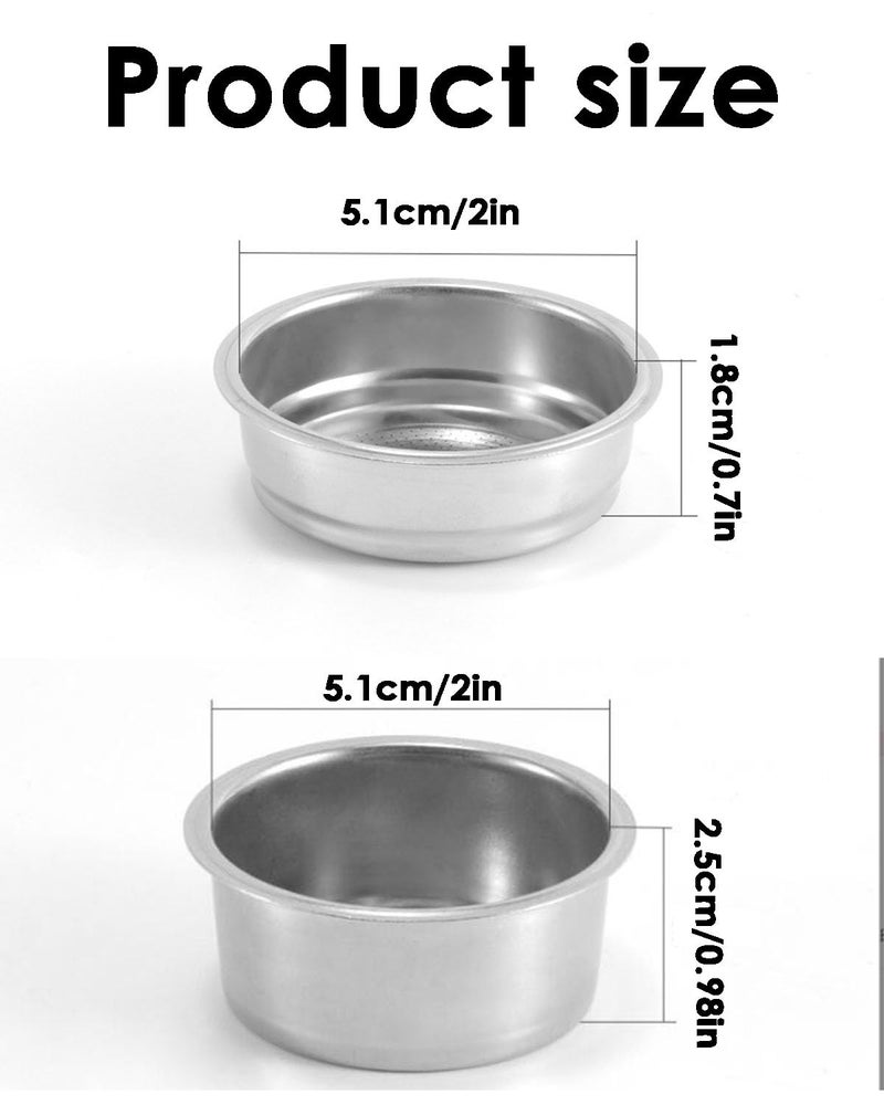 INOCEAN 2PCS Coffee Accessories, Portafilter 51mm, Single Layer 1 Cup and Single Layer 2 Cup, Set of 2, Compatible with 51mm Portafilter Coffee Machines, Fine Filter to Fully Extract The Essence of Coffee - Image 2