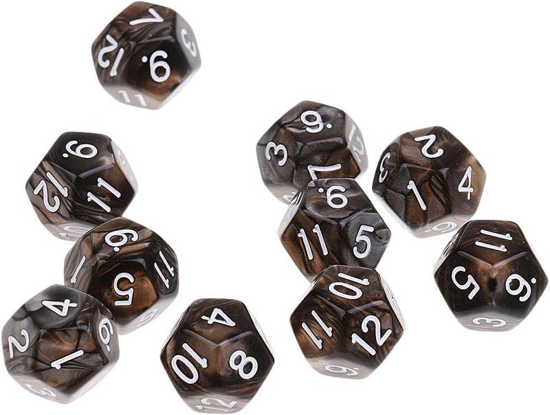 klarako10 Pieces of D12 12klarakoSided Polyhedral Dice for , Dice Set, Gift klarakoCoffee Gray, 12mm - Image 3