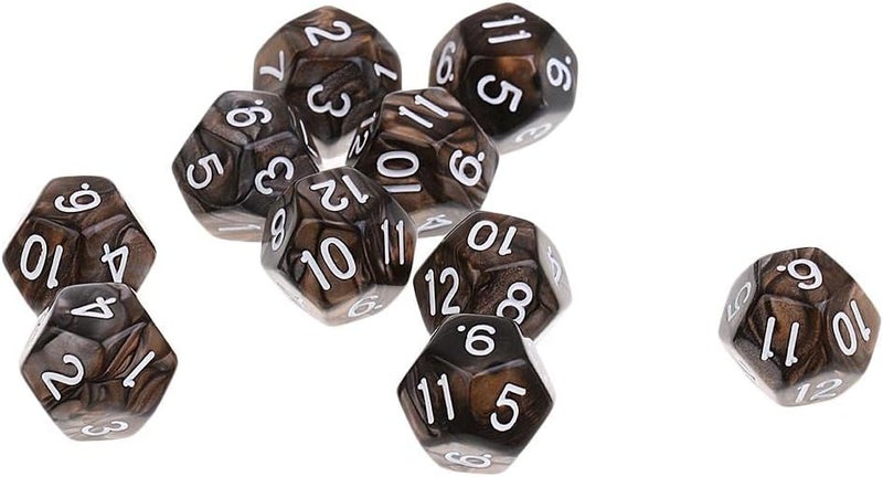 klarako10 Pieces of D12 12klarakoSided Polyhedral Dice for , Dice Set, Gift klarakoCoffee Gray, 12mm - Image 4