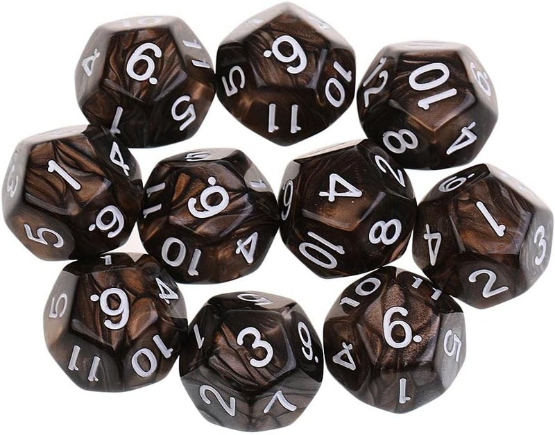 klarako10 Pieces of D12 12klarakoSided Polyhedral Dice for , Dice Set, Gift klarakoCoffee Gray, 12mm - Image 1