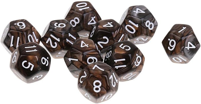 klarako10 Pieces of D12 12klarakoSided Polyhedral Dice for , Dice Set, Gift klarakoCoffee Gray, 12mm - Image 2