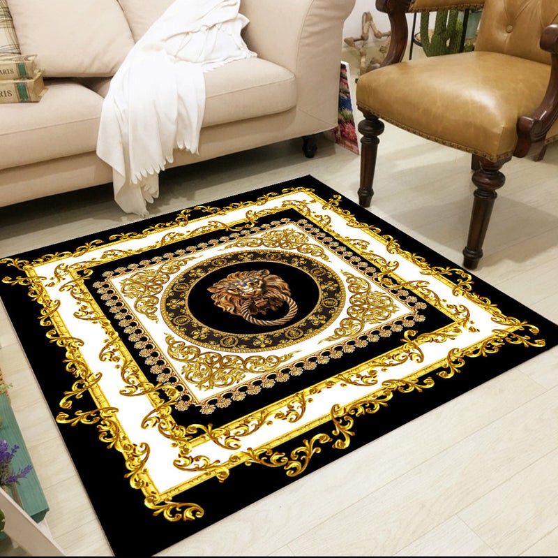 European Style Square Living Room Rug - Full-coverage Sofa Blanket, Washable and Customizable