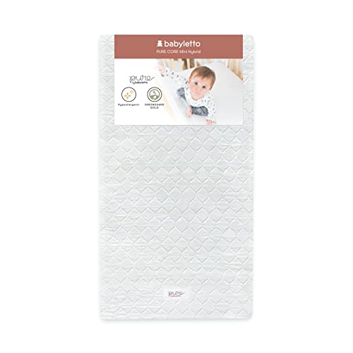 Babyletto Pure Core Mini Crib Mattress, Hybrid Waterproof Cover, Lightweight, Greenguard Gold Certified - Image 1