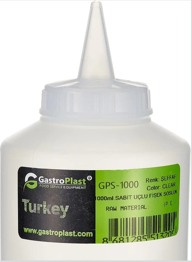 GastroPlast 1000 ml. Squeeze Bottle Dispenser (Clear) Pack of 3 - Image 2