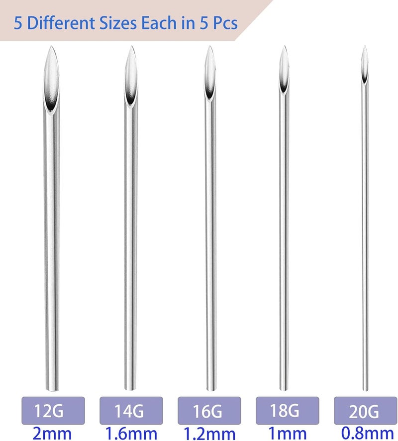 هوينكو عدة ثقب الجسم المكونة من 124 قطعة، مع إبر ثقب من الفولاذ المقاوم للصدأ بمقاسات 12G و14G و16G و18G و20G ومجوهرات أكريليك، أكريليك، فولاذ مقاوم للصدأ، بدون أحجار كريمة - Image 2
