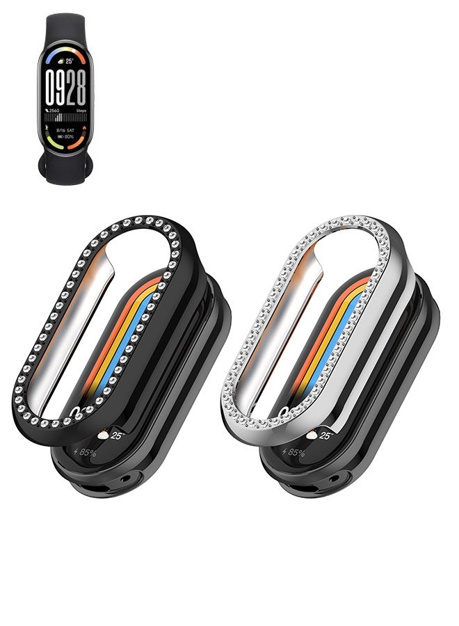 2 PCS Case Compatible with Xiaomi band 10 Watch Glass Protective Film Hard Plastic Frame Xiaomi Smart band 10 Watch Case Clear - Image 1