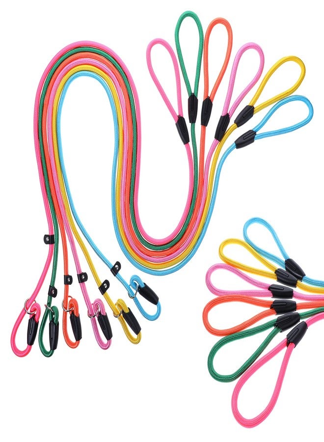 EupHHonycs 6pcs Slip Leads Dog Leash Heavy Duty Rope Leash for Small Medium Dogs, 5FT Classic Dog Leash Strong Nylon Dog Training Leash Strong Comfortable Loop Leash (6 Colors, 3/8") - Image 1