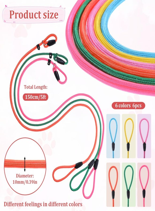 EupHHonycs 6pcs Slip Leads Dog Leash Heavy Duty Rope Leash for Small Medium Dogs, 5FT Classic Dog Leash Strong Nylon Dog Training Leash Strong Comfortable Loop Leash (6 Colors, 3/8") - Image 2