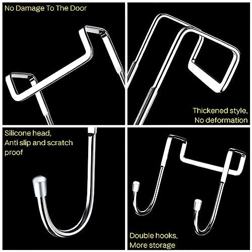Livzing Chrome Plated Steel Over Door Hanging Double S-Shaped Hook Holder for Living Room, Bathroom, Bedroom - Kitchen Space Organizer-Cloth Hanger-(Pack of 3) - Image 4