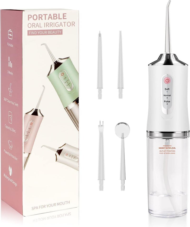 ALKAYAN Portable Oral Irrigator l Power & Irrigator, 3 Modes Soft Normal Pulse, 220ml... - Image 1