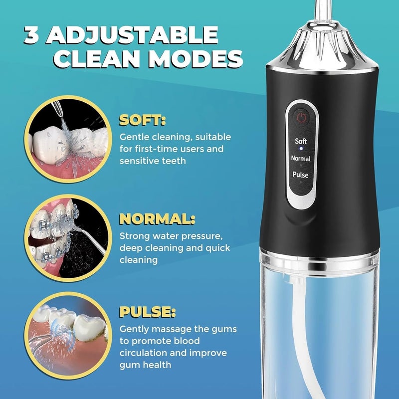 ALKAYAN Portable Oral Irrigator l Power & Irrigator, 3 Modes Soft Normal Pulse, 220ml... - Image 3