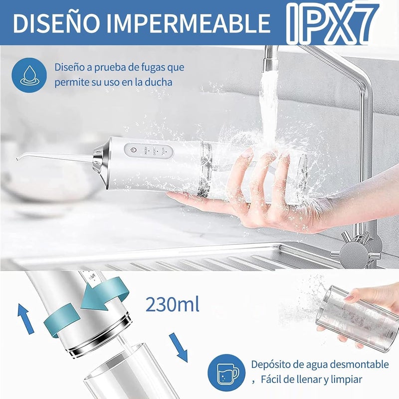 ALKAYAN Portable Oral Irrigator l Power & Irrigator, 3 Modes Soft Normal Pulse, 220ml... - Image 5