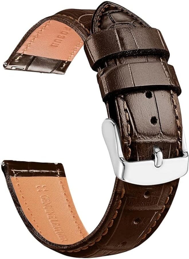 INFOSUN حزام ساعة INFOSUN 22 مم من الجلد الأصلي لساعة Samsung HUAWEI Watch for، Galaxy Watch 3، Gear S3 Frontier، حزام بديل لساعة HUAWEI Watch 3/3Pro/GT2(46mm)/GT2 Pro/GT 2e(بني) 