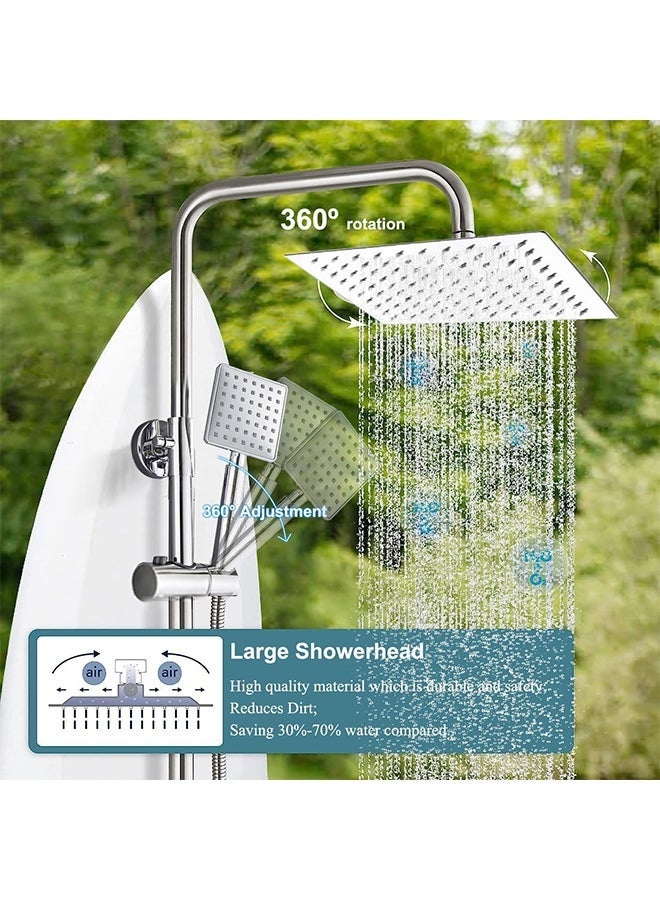 Arabest Bathroom Shower Set,Copper Plated,Thermostatic Faucet Shower,Bathroom Combination Shower,Height Adjustable,Suitable for Home/Hotel(Silver) - Image 2