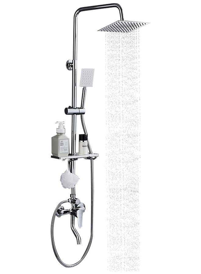 Arabest Bathroom Shower Set,Copper Plated,Thermostatic Faucet Shower,Bathroom Combination Shower,Height Adjustable,Suitable for Home/Hotel(Silver) - Image 1