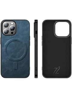 iPhone Magnetic Luxury Leather Case Designed for MagSafe Chargers for iPhone 12 Series 13 Series (iPhone 14 Plus, Blue)