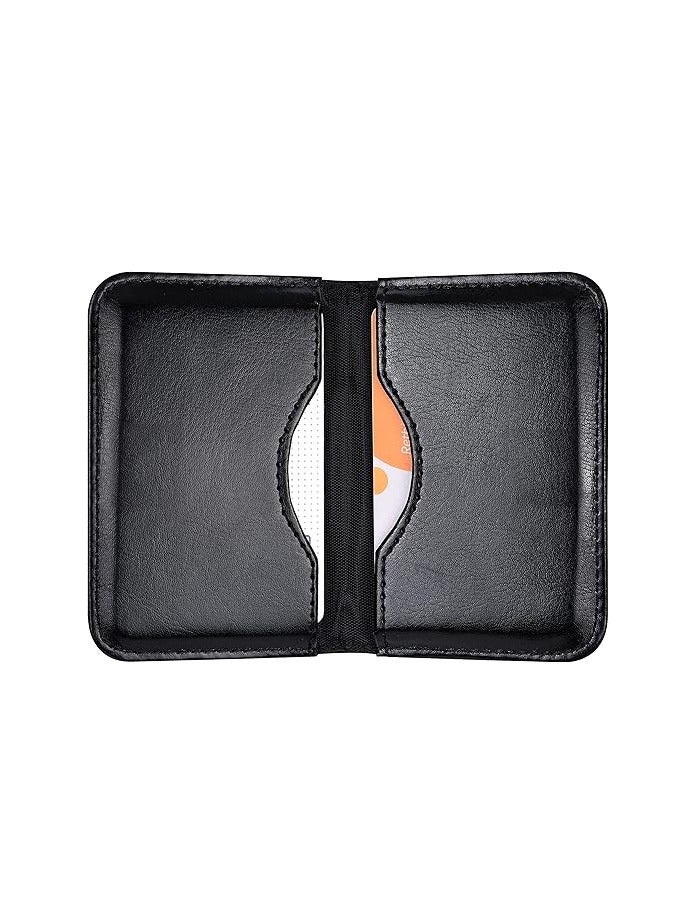 Wisdompro Wisdompro Business Card Holder, 2-Sided PU Leather Folio Name Card Holder Wallet Case with Magnetic Shut for Men and Women, Ultra Slim and Thin - Black  - Image 1
