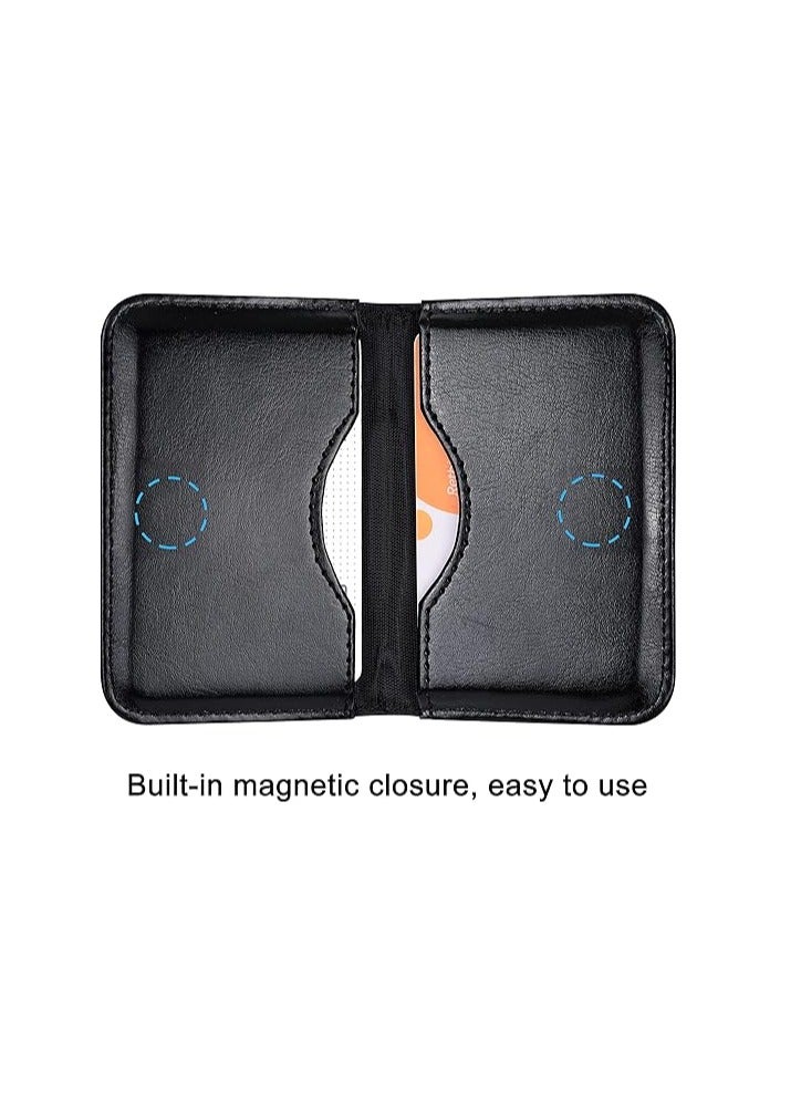 Wisdompro Wisdompro Business Card Holder, 2-Sided PU Leather Folio Name Card Holder Wallet Case with Magnetic Shut for Men and Women, Ultra Slim and Thin - Black  - Image 3