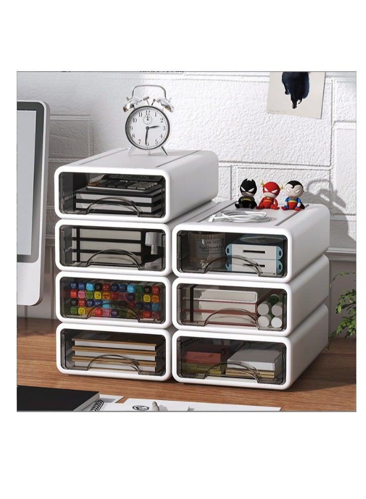  CityRiya-Long صندوق تخزين سطح المكتب، ملحقات ورقية لتخزين الملفات، صندوق تخزين متعدد الطبقات، منظم سطح المكتب شفاف أبيض، مناسب للدراسة، منطقة عمل المكتب (قطعة واحدة كبيرة) - Image 1
