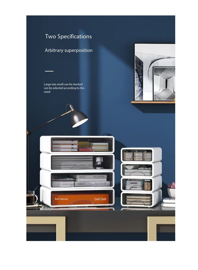  CityRiya-Long صندوق تخزين سطح المكتب، ملحقات ورقية لتخزين الملفات، صندوق تخزين متعدد الطبقات، منظم سطح المكتب شفاف أبيض، مناسب للدراسة، منطقة عمل المكتب (قطعة واحدة كبيرة) - Image 5