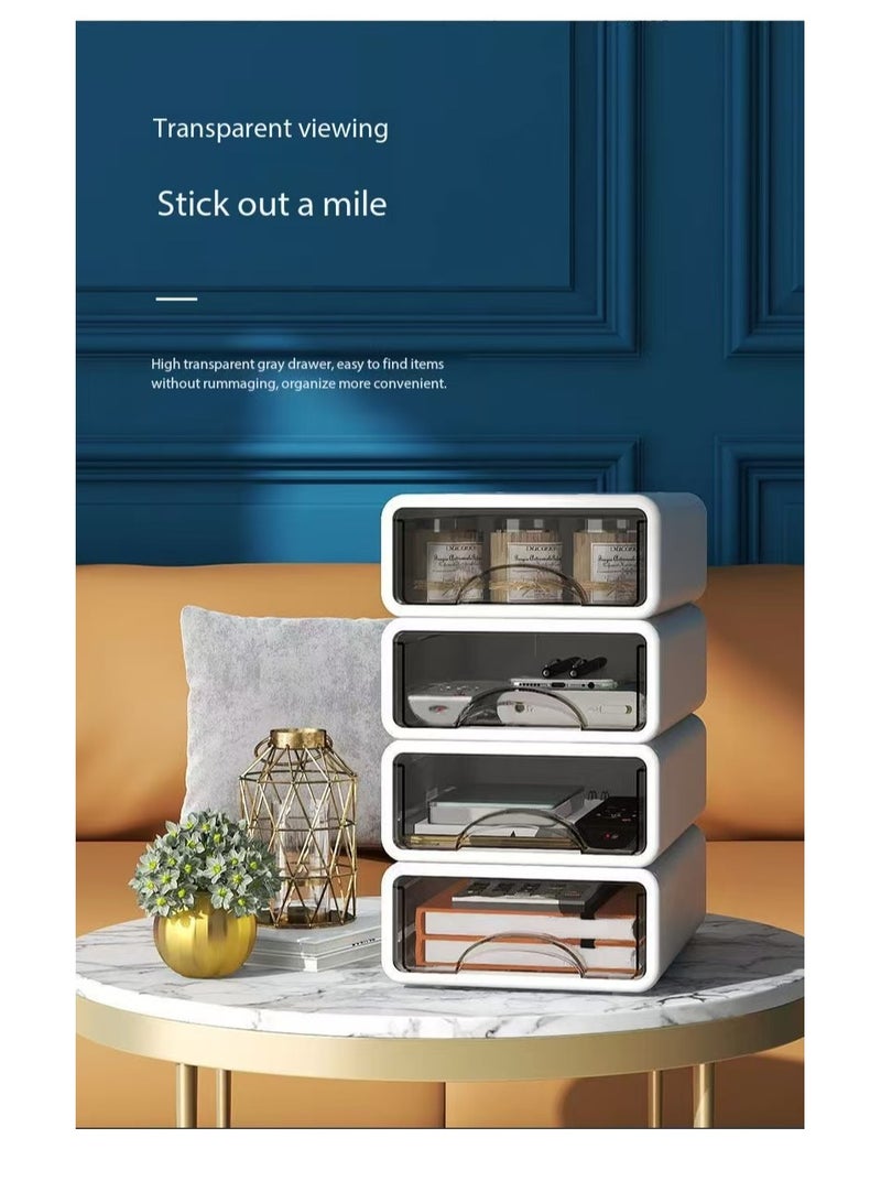  CityRiya-Long صندوق تخزين سطح المكتب، ملحقات ورقية لتخزين الملفات، صندوق تخزين متعدد الطبقات، منظم سطح المكتب شفاف أبيض، مناسب للدراسة، منطقة عمل المكتب (قطعة واحدة كبيرة) - Image 4