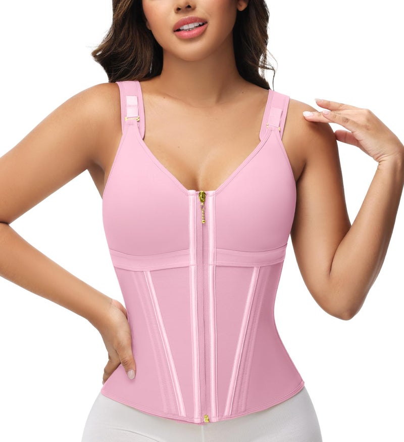 SHAPSHE Waist Trainer Corset for Women Tummy Control Sport Workout Body Shaper Vest for Women Postpartum Gym Zipper and Hooks - Image 1