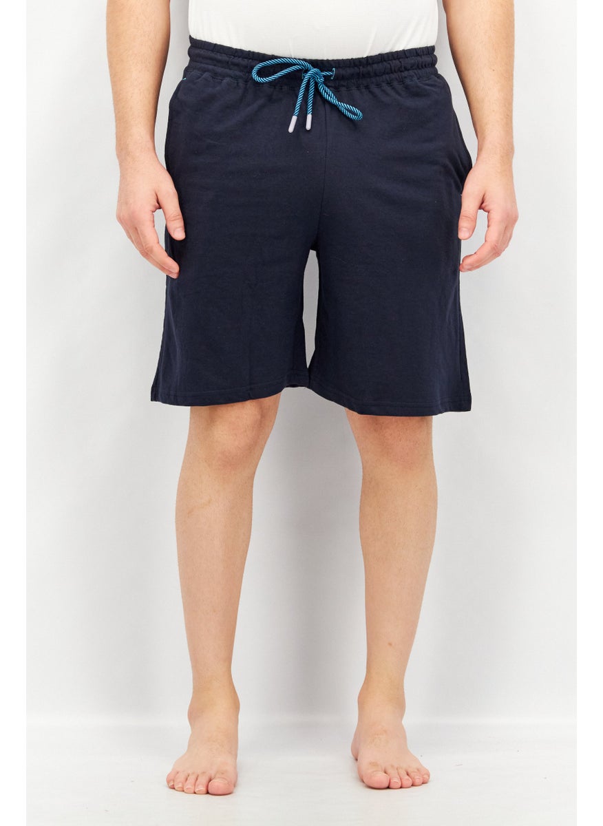 Tailorbyrd Men Drawstring Plain Sleepwear Shorts, Navy  - Image 1