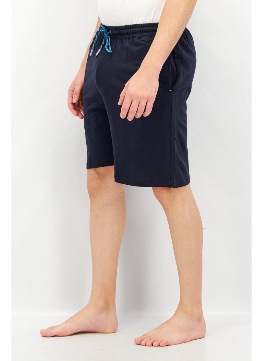 Tailorbyrd Men Drawstring Plain Sleepwear Shorts, Navy  - Image 3