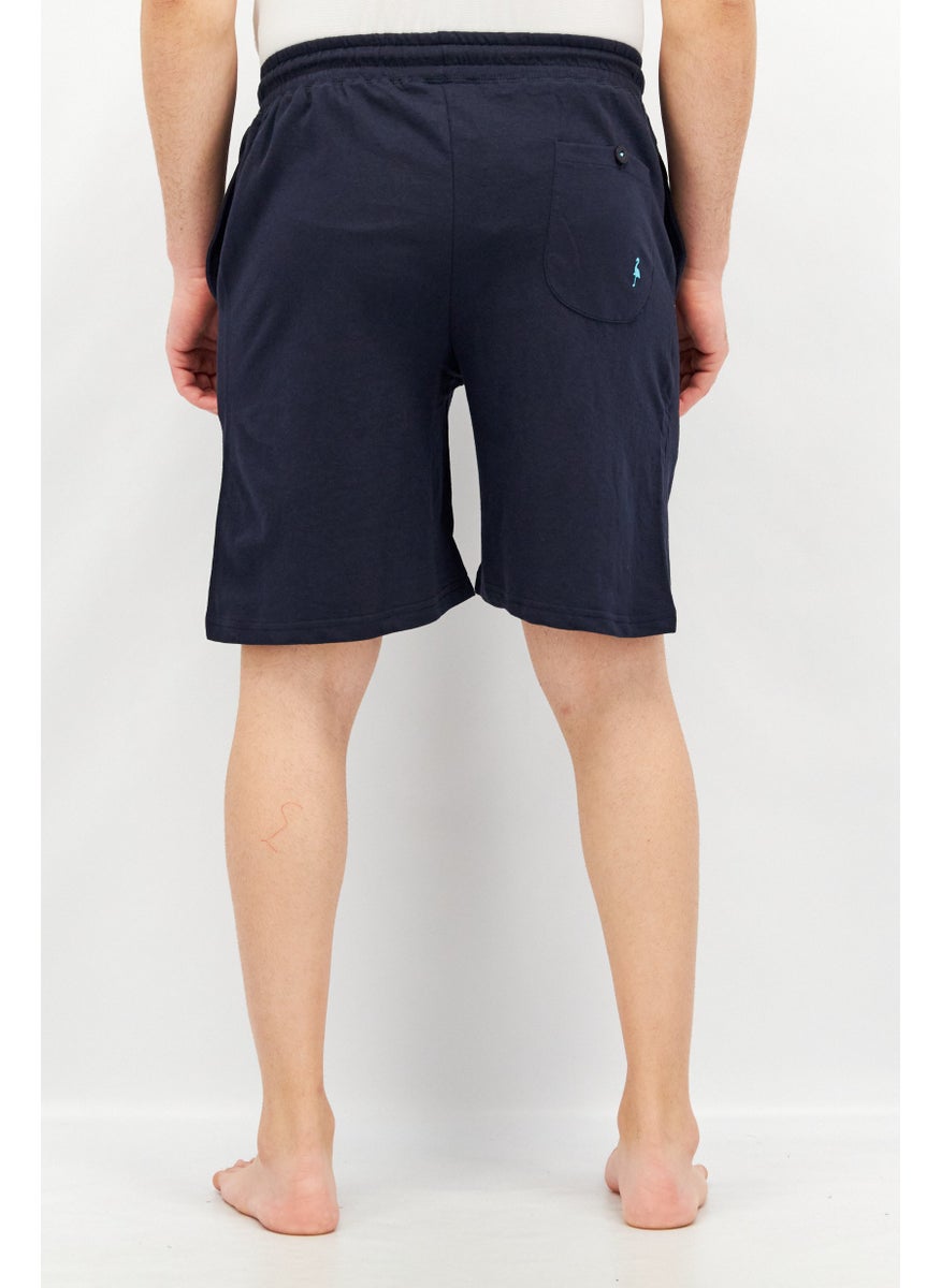 Tailorbyrd Men Drawstring Plain Sleepwear Shorts, Navy  - Image 4