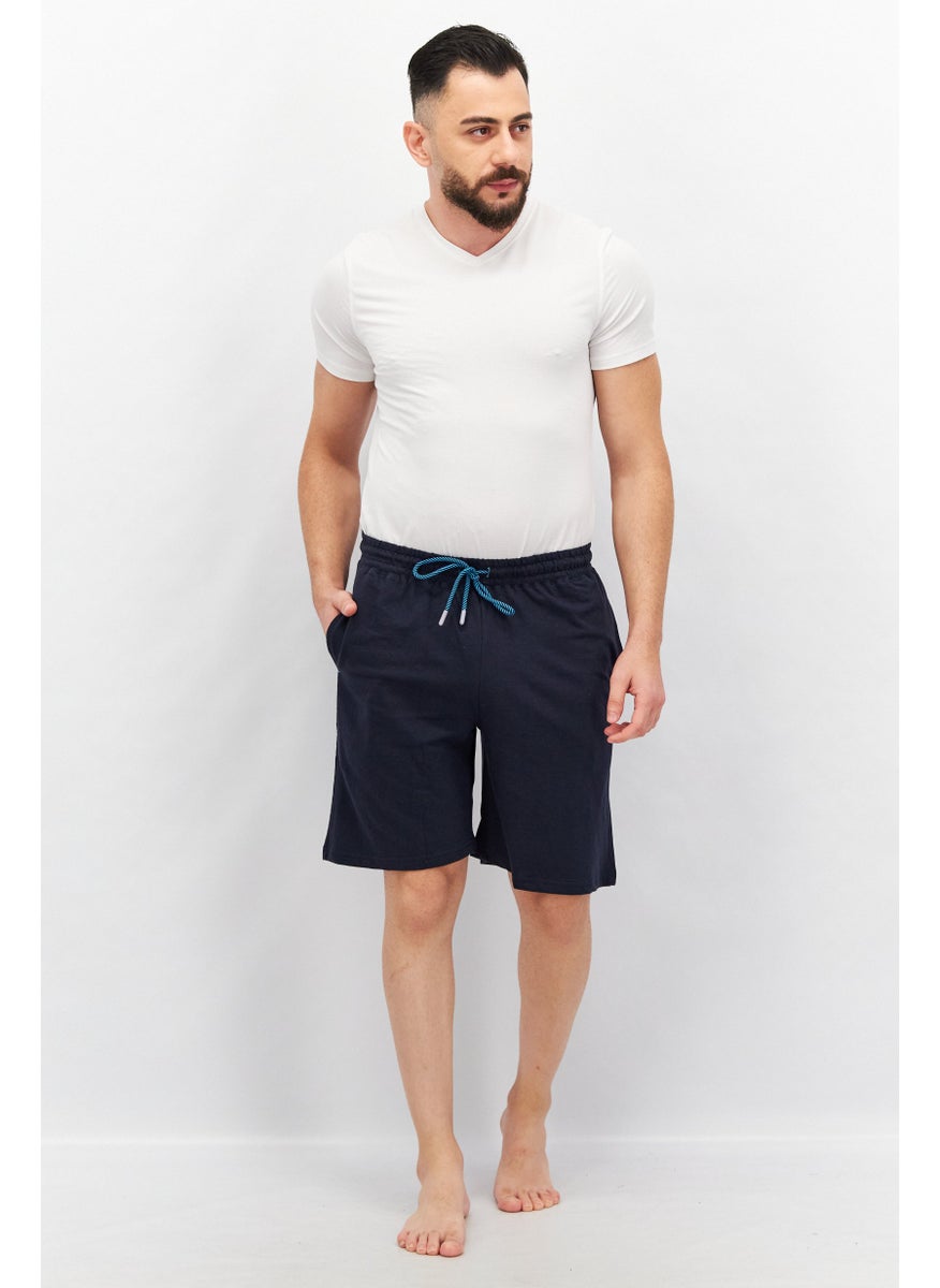 Tailorbyrd Men Drawstring Plain Sleepwear Shorts, Navy  - Image 2