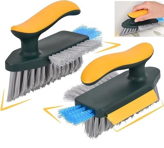 BKQPTL 4 in 1 Tile Grout Cleaner Brush with Squeegee, Multifunctional scrubbing Floor Brush for Cleaning Bathroom,Brush for Cleaning Corner,Window,Sink,Kitchen Gap Brush Crevice Cleaning Brush Tools - Image 1