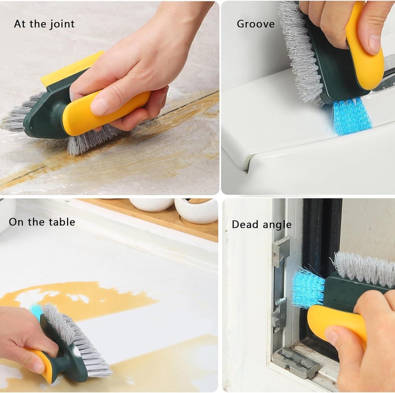 BKQPTL 4 in 1 Tile Grout Cleaner Brush with Squeegee, Multifunctional scrubbing Floor Brush for Cleaning Bathroom,Brush for Cleaning Corner,Window,Sink,Kitchen Gap Brush Crevice Cleaning Brush Tools - Image 2