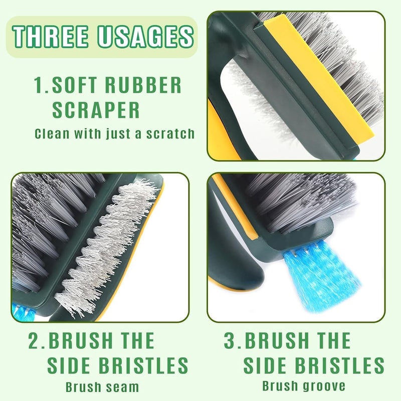 BKQPTL 4 in 1 Tile Grout Cleaner Brush with Squeegee, Multifunctional scrubbing Floor Brush for Cleaning Bathroom,Brush for Cleaning Corner,Window,Sink,Kitchen Gap Brush Crevice Cleaning Brush Tools - Image 5
