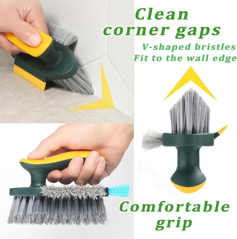 BKQPTL 4 in 1 Tile Grout Cleaner Brush with Squeegee, Multifunctional scrubbing Floor Brush for Cleaning Bathroom,Brush for Cleaning Corner,Window,Sink,Kitchen Gap Brush Crevice Cleaning Brush Tools - Image 4