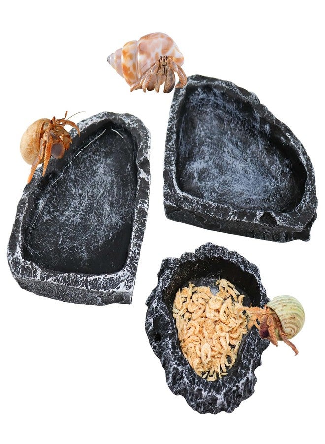 Neeenn 3 Pack Reptile Food Dish, Resin Hermit Crab Food & Water Bowl, Reptile Feeding Food Dish Kit, Tank or Aquarium Accessory, Suitable for Turtle Lizard Hermit Crab Snail Bearded Dragon Leopard Gecko - Image 1