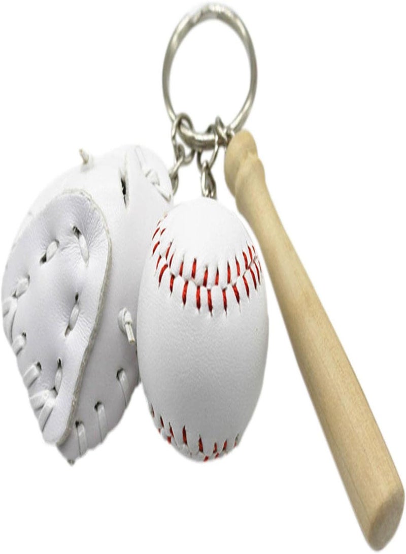 Mini Baseball Bat Keychain | Novelty Baseball Bat and Glove Set Keychain | Baseball Sports Keychain for Car Keys Backpack Decoration, Baseball Party