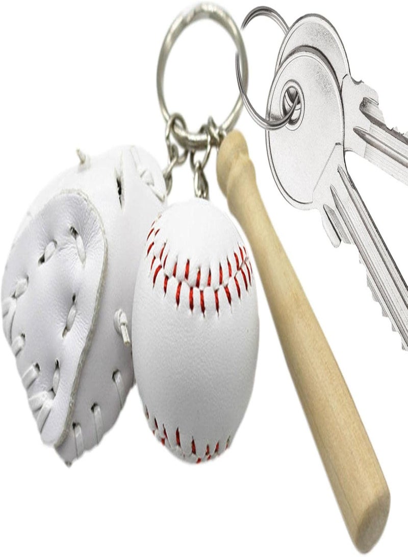 Mini Baseball Bat Keychain | Novelty Baseball Bat and Glove Set Keychain | Baseball Sports Keychain for Car Keys Backpack Decoration, Baseball Party