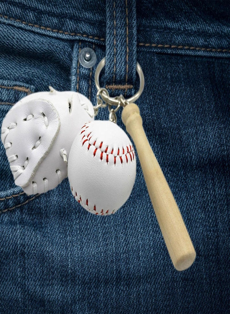 Mini Baseball Bat Keychain | Novelty Baseball Bat and Glove Set Keychain | Baseball Sports Keychain for Car Keys Backpack Decoration, Baseball Party