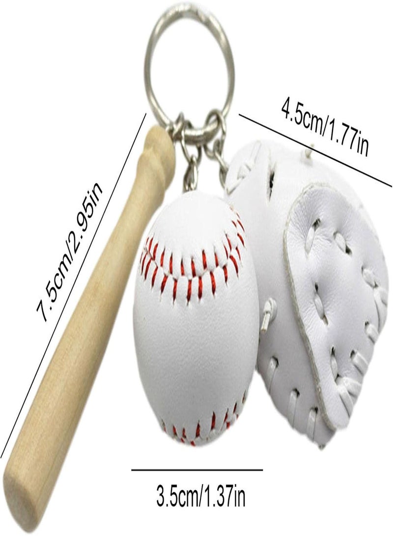 Mini Baseball Bat Keychain | Novelty Baseball Bat and Glove Set Keychain | Baseball Sports Keychain for Car Keys Backpack Decoration, Baseball Party