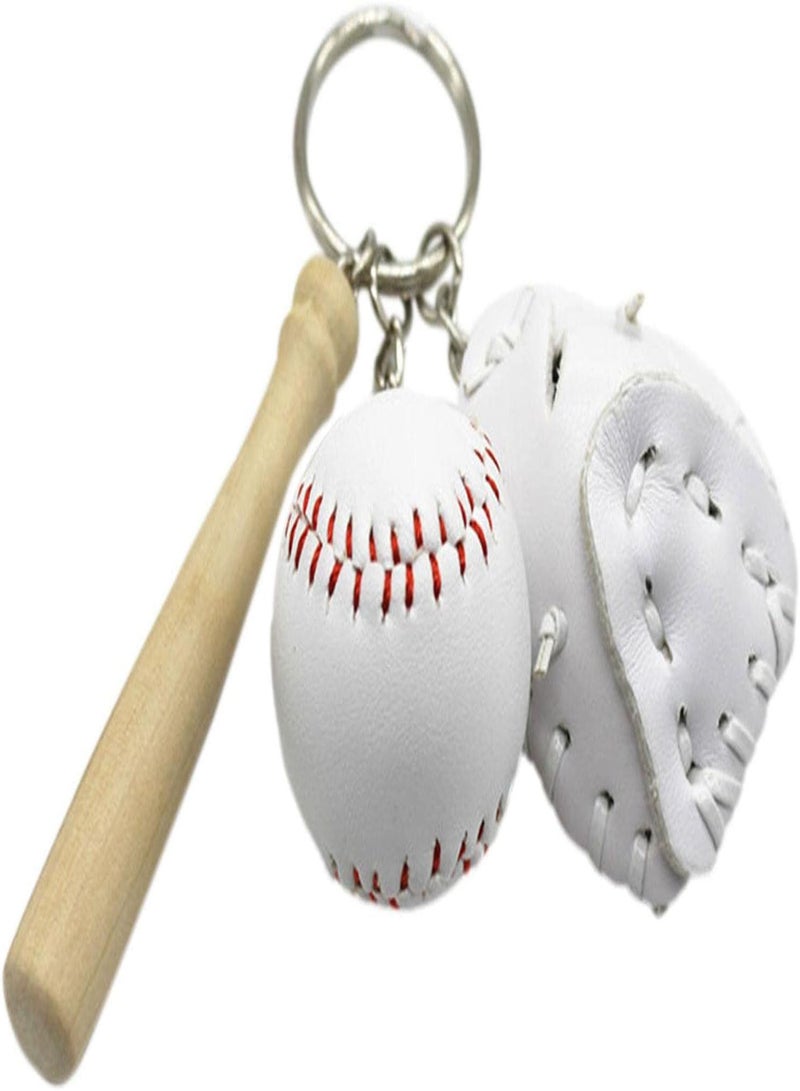 Mini Baseball Bat Keychain | Novelty Baseball Bat and Glove Set Keychain | Baseball Sports Keychain for Car Keys Backpack Decoration, Baseball Party